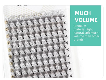 AGUUD 10-Tray Premade Volume Lashes – Super Fans with Needle Stem & Narrow Base for Eyelash Extensions