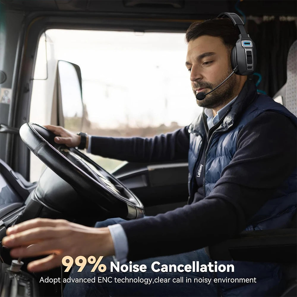 Bluetooth Trucker Headset with Microphone – Wireless On-Ear Headphones with AI Noise Cancelling & Mute Button