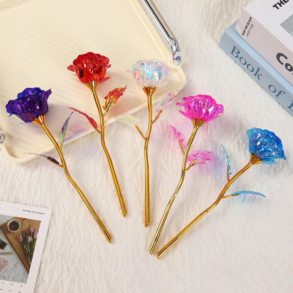 18cm 24K Golden Rose Flower – Artificial Foil Roses for Valentine’s Day, Wedding, Party Decoration & Holiday Gift