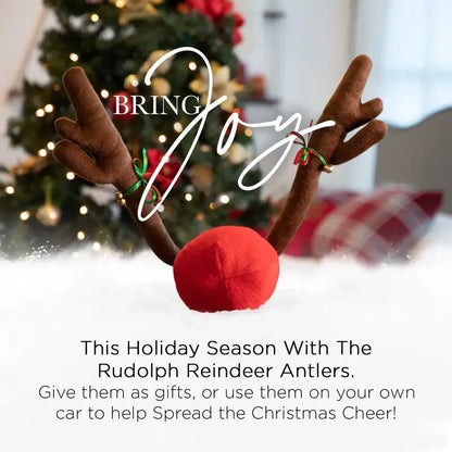 Christmas Car Decoration Kit – Deer Antlers with Red Nose & Tail Holiday Pendant Accessories