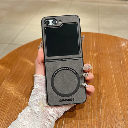 MagSafe Matte PU Leather Case for Samsung Galaxy Z Flip 6/5/4/3 & Z Fold 6/5/4/3 – Magnetic Luxury Flip Cover Skin Feel