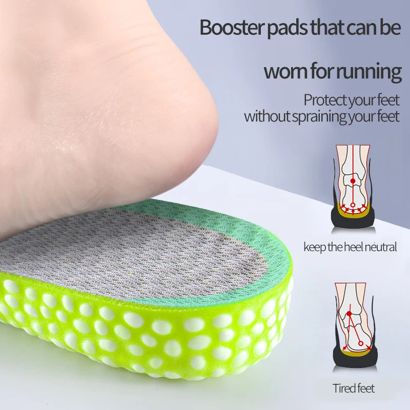 Heightening Running Insole – PU Foam with Rice Particles, Breathable & Soft Shoe Insole for Hiking, Knee Protection for Men & Women