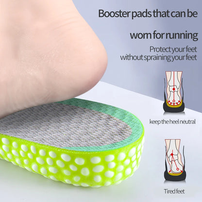 Heightening Running Insole – PU Foam with Rice Particles, Breathable & Soft Shoe Insole for Hiking, Knee Protection for Men & Women