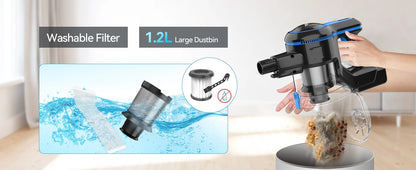 INSE Cordless Vacuum Cleaner - 6 in 1, 20Kpa Suction, Lightweight Stick Vacuum with 2200mAh Rechargeable Battery for Home Cleaning