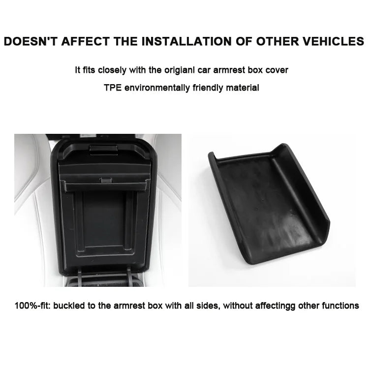 Armrest Box Protective Cover – TPE Center Console Pad for Tesla Model 3 2023 & Model Y HW4.0 Accessories