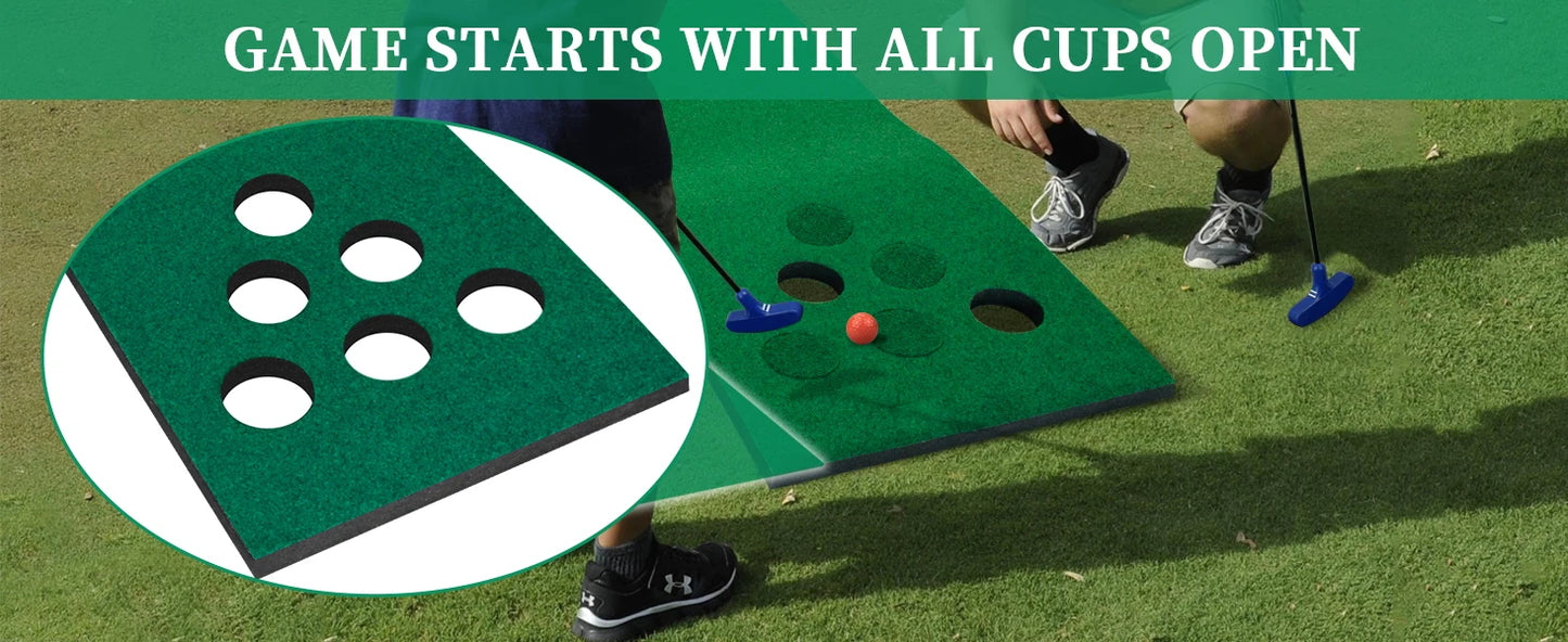 Golf Pong Putting Game Set – Indoor & Outdoor Training Aid with Front Border for Backyard, Office, and Party