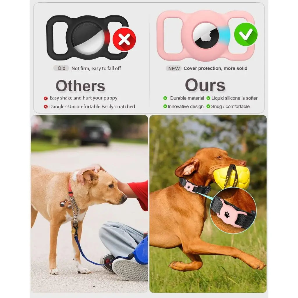 Airtag Dog Collar Holder – Silicone Protective Case for Apple AirTag, Full Body Cover Fits All Collar Sizes