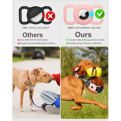 Airtag Dog Collar Holder – Silicone Protective Case for Apple AirTag, Full Body Cover Fits All Collar Sizes