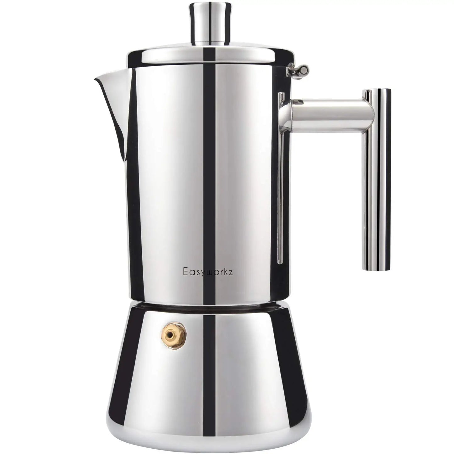 Easyworkz Diego 4-Cup Stovetop Espresso Maker — Stainless Steel Italian Moka Pot, 6.8 oz Induction Coffee Machine