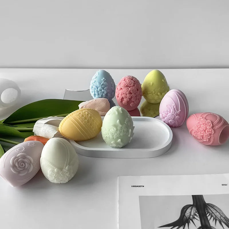 3D Creative Easter Egg Silicone Mold – DIY Flower & Butterfly Egg for Aroma Candles, Plaster Ornaments, and Easter Decor Crafts