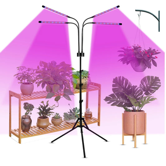 USB LED Plant Growth Lamp with Floor Stand — Full-Spectrum Hydroponic Light, Dimmable Timer for Indoor Flowers & Plants