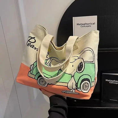 Snoopy Girl Cartoon Canvas Bag – Cute, Lightweight, Large Capacity Shoulder Bag for Travel & Casual Use