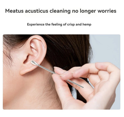 6pcs Stainless Steel Ear Wax Removal Tool Set – Spiral Rotating Ear Picker Spoon for Cleaning & Collecting Ear Wax