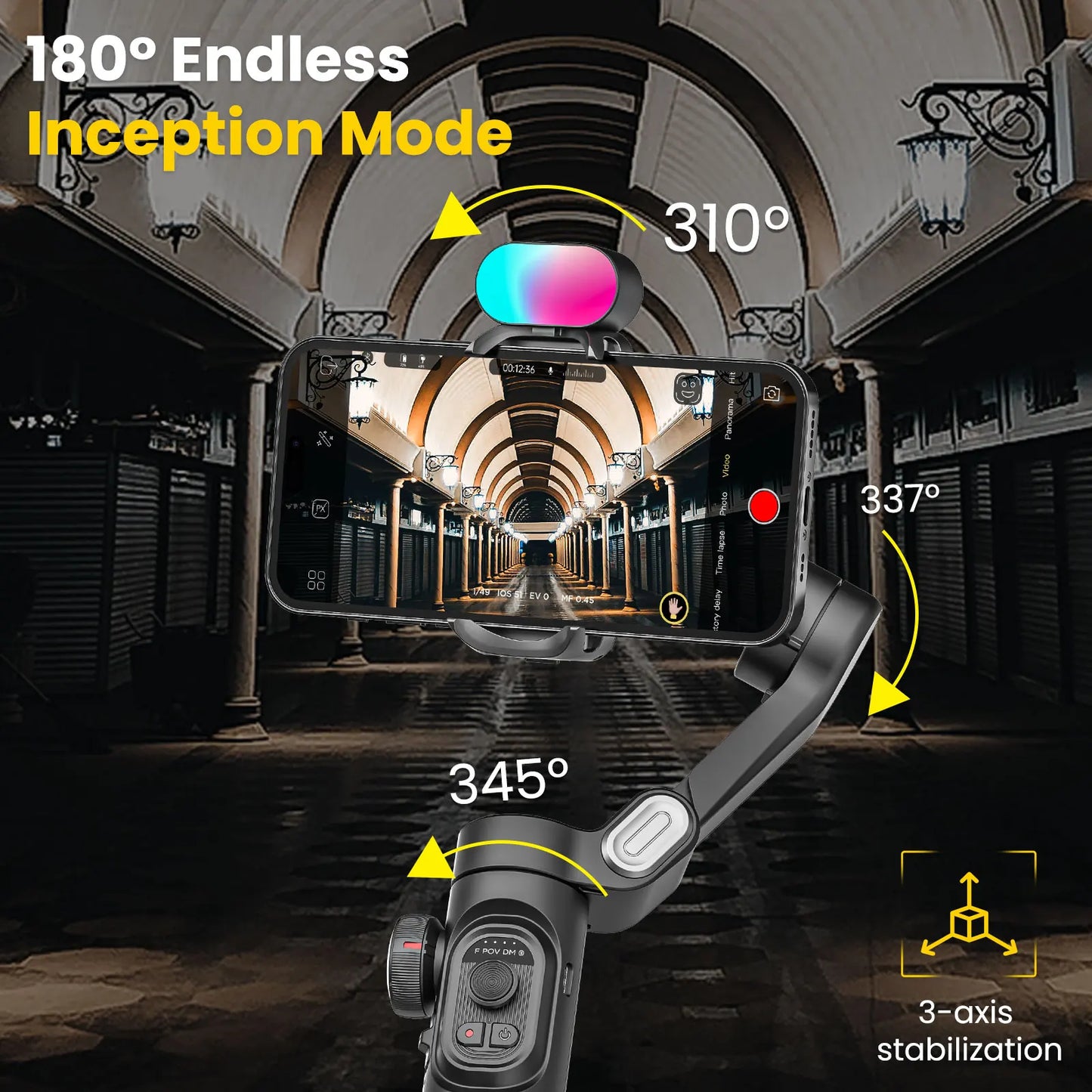 AOCHUAN Smart XE Combo1 3-Axis Handheld Gimbal Stabilizer – iPhone & Android Smartphone with Extension Rod