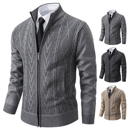 2023 Autumn & Winter Men’s Cashmere Padded Knitted Sweater Coat – Warm Casual Outerwear