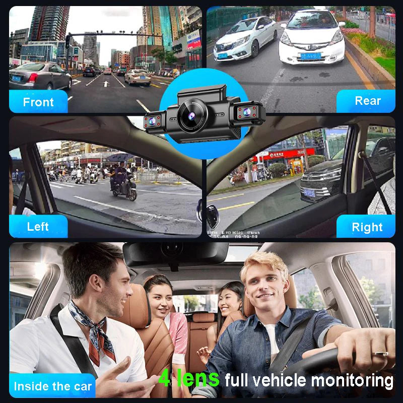 4 Channel Hidden Tachograph 4K Ultra HD Mini Dash Cam – Four Cameras with Rear View DVR, 24H Parking Monitor, BlackBox Video Recorder