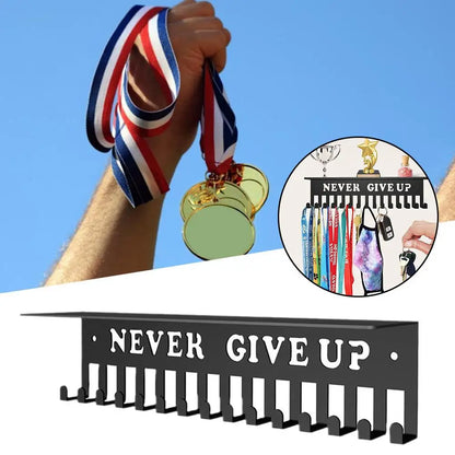 Sports Medal Display Rack – Metal Hanger Holder Organizer for Football, Basketball, Volleyball, and Ribbon Medals