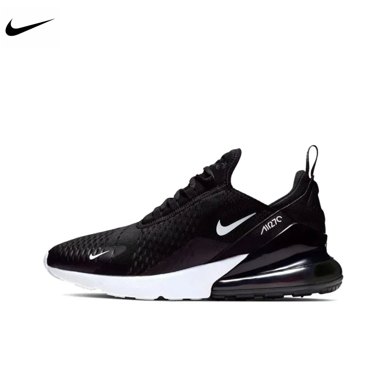 Nike Air Max 270 Running Shoes – Mesh, Shock Absorption, Non-Slip, Abrasion Resistant, Unisex Black & White Low Top
