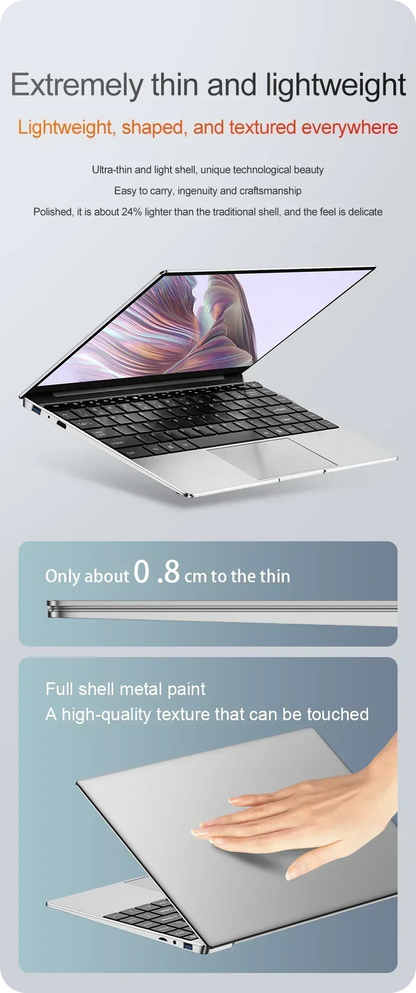 14.1” Ultra Slim Laptop – 16GB RAM, 2TB SSD, Intel N3700, 1920x1080 Display, Windows 11 Pro
