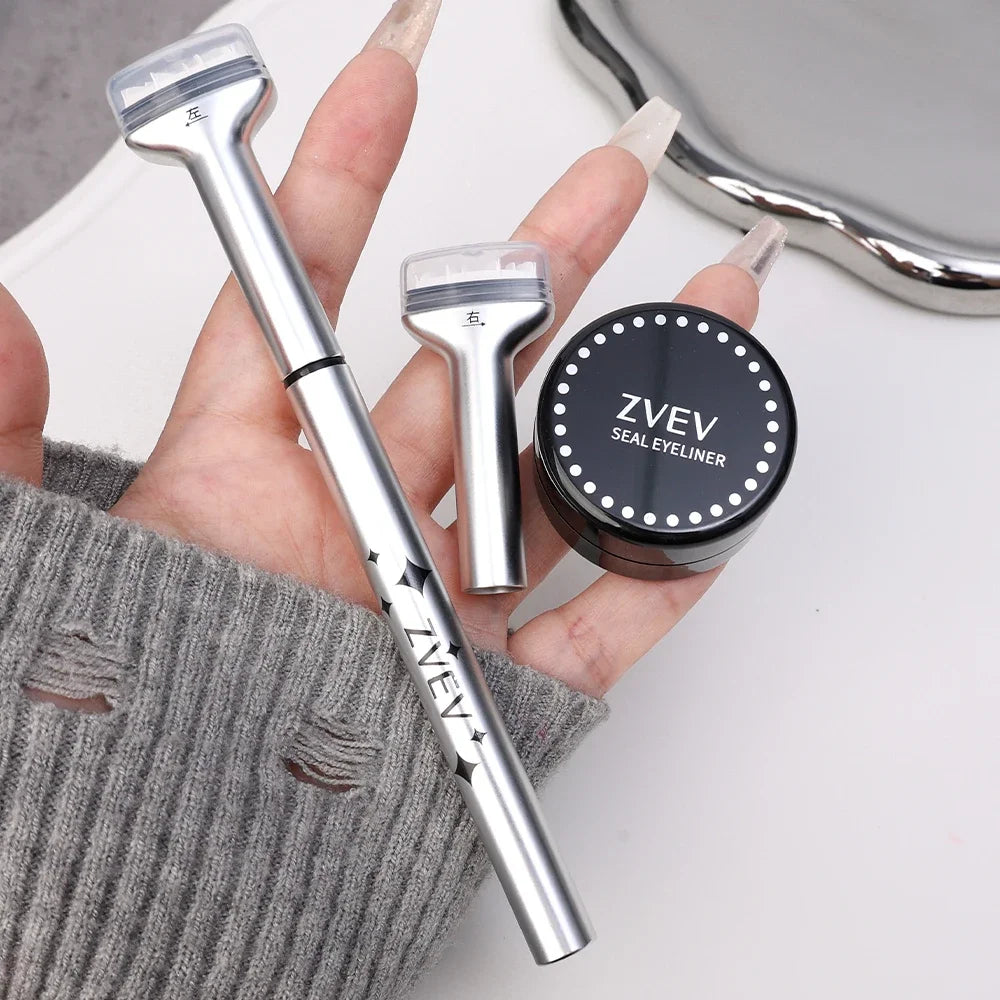 Reusable 2-in-1 Eyelash Stamps Pen - Quick Dry Black/Brown Liquid Eyeliner for Lower Lash Seal & Eyelash Simulation Makeup