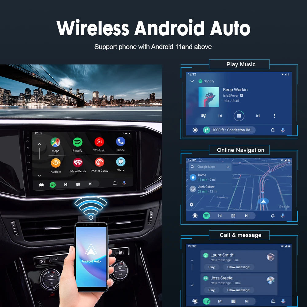 CarlinKit Wireless CarPlay Adapter — USB Dongle for Android Auto, MirrorLink, Waze & Spotify Car Multimedia