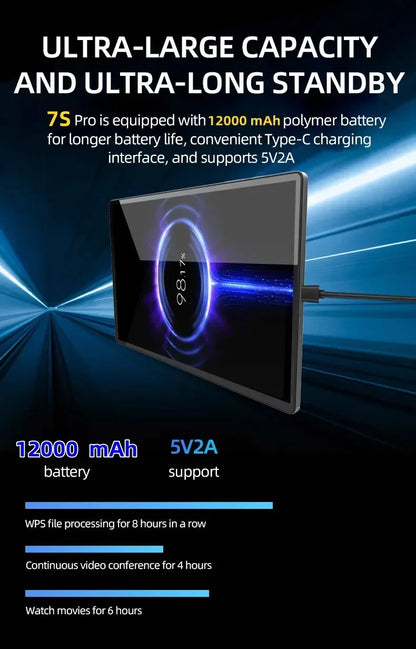 New7S Pro 2025 Tablet – Snapdragon 8 Gen 2, 4K Screen, 22GB RAM, 2TB Storage, Android 14, Dual-Mode 5G & Wi-Fi, 20000mAh Battery