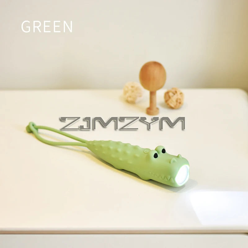 USB Rechargeable Animal LED Flashlight – Cute Soft Silicone Shark, Crocodile, Lion & Dog Portable Cartoon Lamp