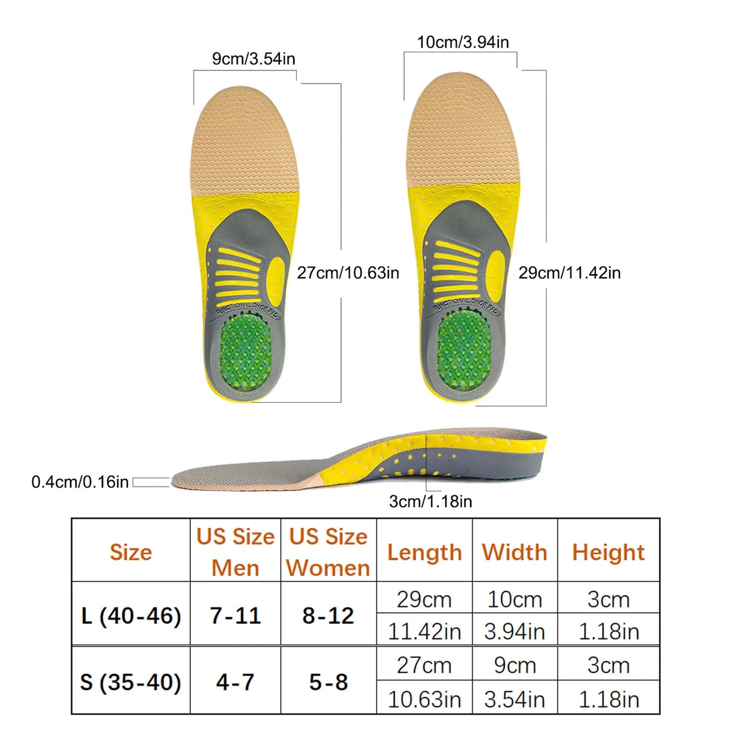 1 Pair Orthopedic Insoles: Flat Foot Health Sole Pad for Shoes - Arch Support Pad for Plantar Fasciitis, Feet Care Orthotics