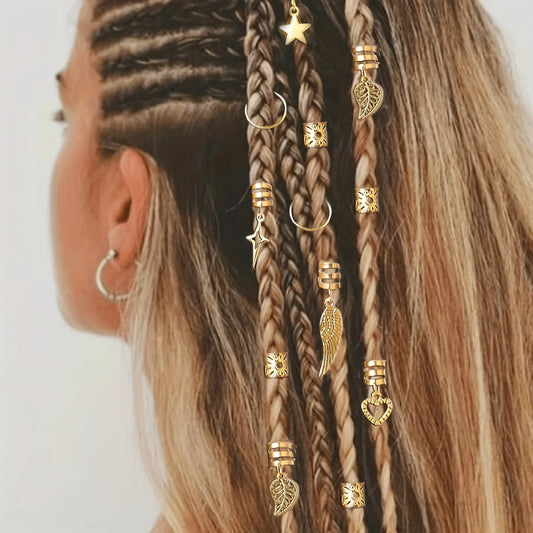 45pcs Alloy Braid Hair Rings – Hippie Style Dreadlock Hair Accessories, Loc Hair Jewelry for Braids, Ideal for Girls and Women