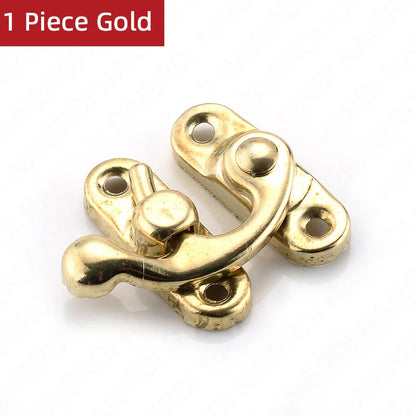 NAIERDI Small Antique Metal Lock – Decorative Hasps Hook Padlock for Wooden Jewelry Boxes, Furniture Hardware with Screws