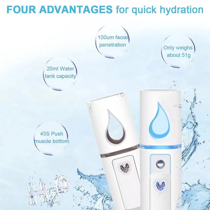 20ml Face Steamer & Portable Facial Sprayer – Nano Hydrating Humidifier for Anti-Aging Skin Care