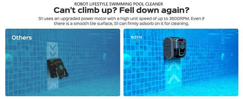 Robot Swimming Pool Cleaner – Cordless, APP-Controlled, Rechargeable 6400mAh Lithium Battery, Route Planning for Tiles, PVC, Mosaic, Cement