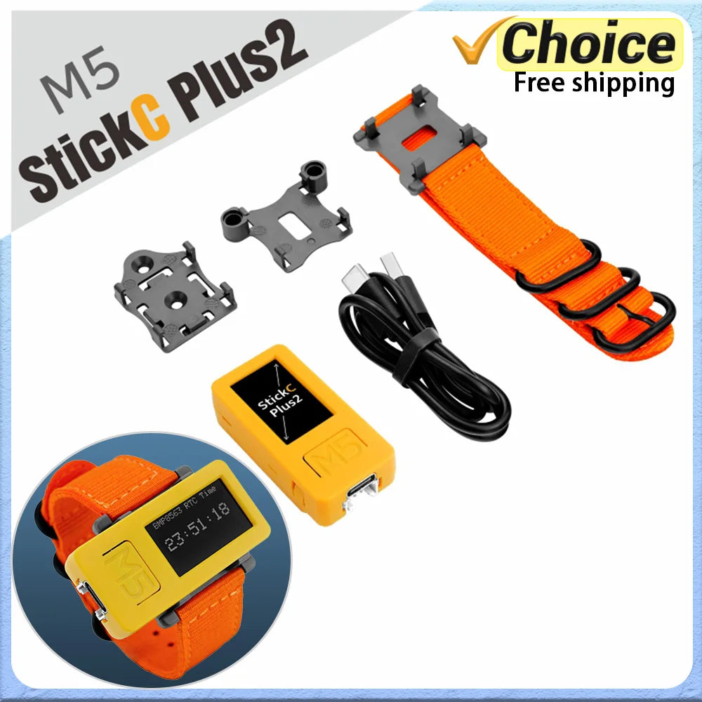 M5Stack M5StickC PLUS2 Portable IoT Development Kit - ESP32-PICO, 1.14-inch TFT Screen, Watch-Type Wearable IoT Controller