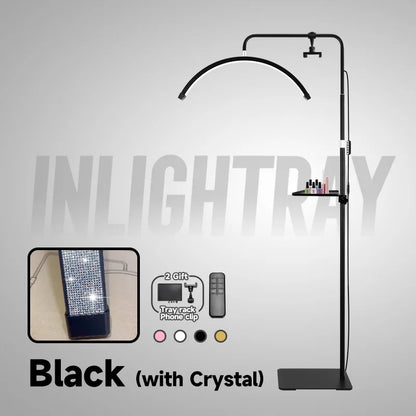 23" OEM 45W LED Eyelash Extension Lamp – Adjustable Brightness Half-Moon Bed Lamp with Ring Light & Free Logo