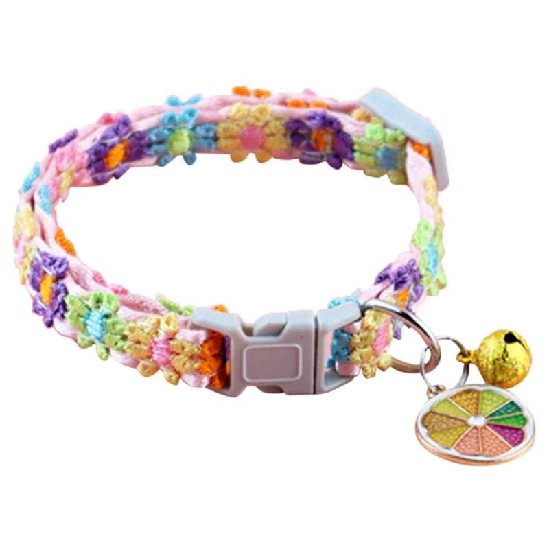 Pet Collar with Bell – Adjustable Cartoon Footprint Necklace for Dogs, Puppies & Kittens, Colorful Safety Bell Accessory