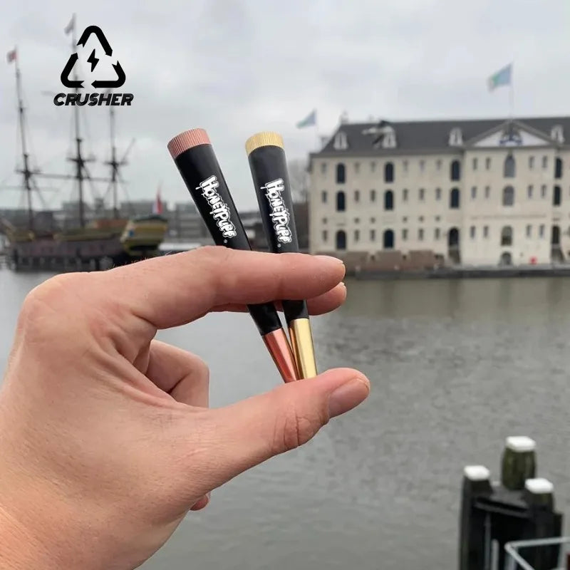 CRUSHER Metal Cone Herb Smoking Pipe – 5MM Activated Carbon Filter, Removable Dry Burning Tobacco Pipe and Smoking Accessory