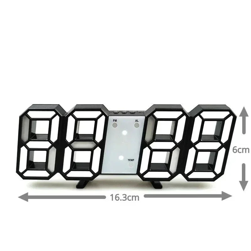 3D LED Digital Alarm Wall Clock - Time, Date, Temperature Display for Home, Kitchen, Office, and Garden Decor