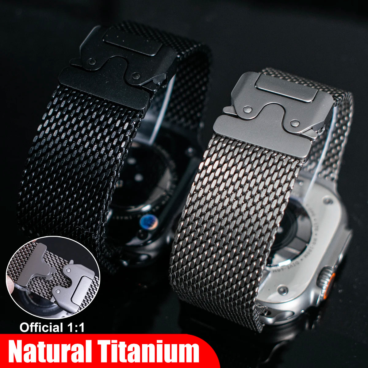 100% Titanium Milanese Loop Band for Apple Watch Ultra 2/1, Series 10–6, SE – iWatch Strap for 45mm 46mm 49mm Models