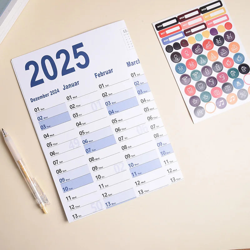 2024-2025 Kawaii Wall Calendar Planner – Large Schedule Organizer, To-Do List, Target Tracker, Office Supplies
