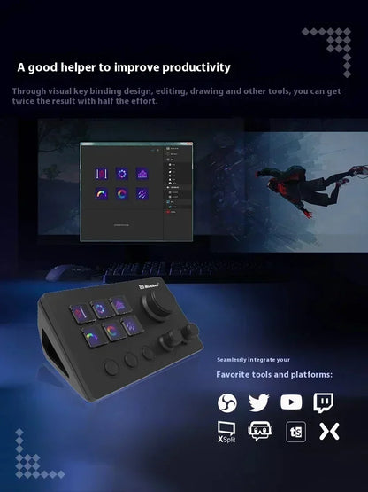 Mirabox N3 Streamdeck Keypad — Mini Customizable Macro Keyboard with Screen & Knob for Desktop