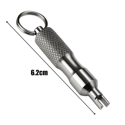 Universal Stainless Steel Tire Repair Screwdriver & Valve Wrench with Key Ring – Car & Motorcycle Tire Repair Tool