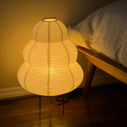 Japanese Style LED Rice Paper Desk Lamp – Tricolor Dimming Home Art Decoration for Living Room, Hotel, Bedroom & Bedside Night Light