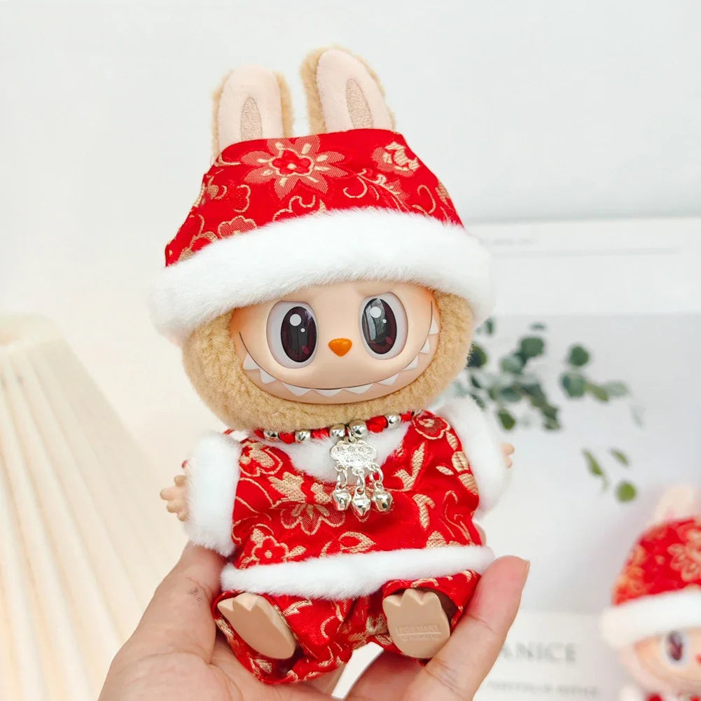 Labubu 1st & 2nd Generation Antique Hanfu Outfit Clothes with Vinyl Pendant for New Year's & Spring Festival