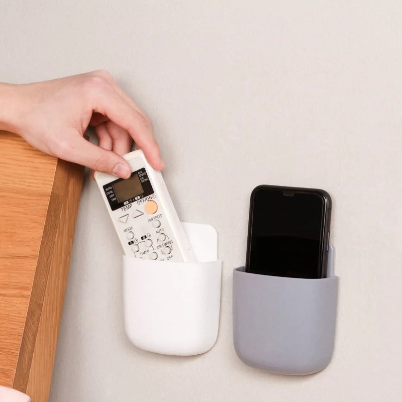 Wall Mounted Storage Box - Mobile Phone Plug Holder, Stand Rack, Remote Control Organizer for Air Conditioner & TV