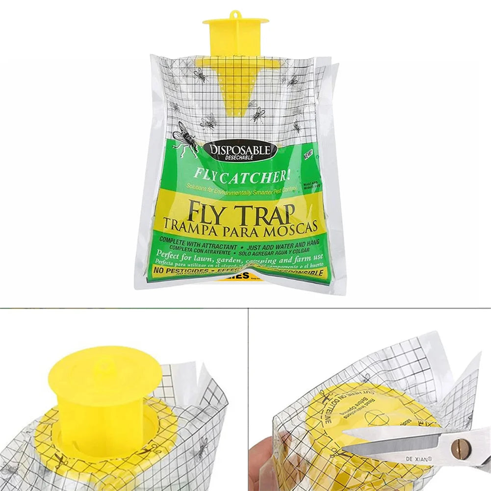 Hanging Fly Catcher Bags – Non-Toxic, Water-Soluble Disposable Fly Traps for Home & Garden