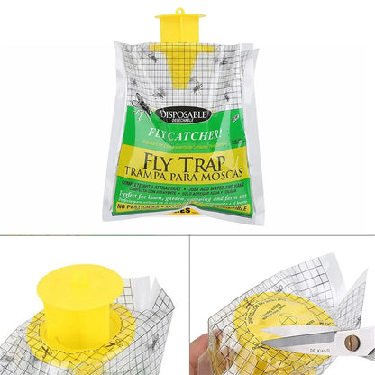 Hanging Fly Catcher Bags – Non-Toxic, Water-Soluble Disposable Fly Traps for Home & Garden
