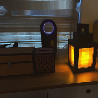 Luminous Pixel Lantern Nightlight – Rechargeable Bedroom Game Light for Kids, Home Decor Atmosphere Ornament