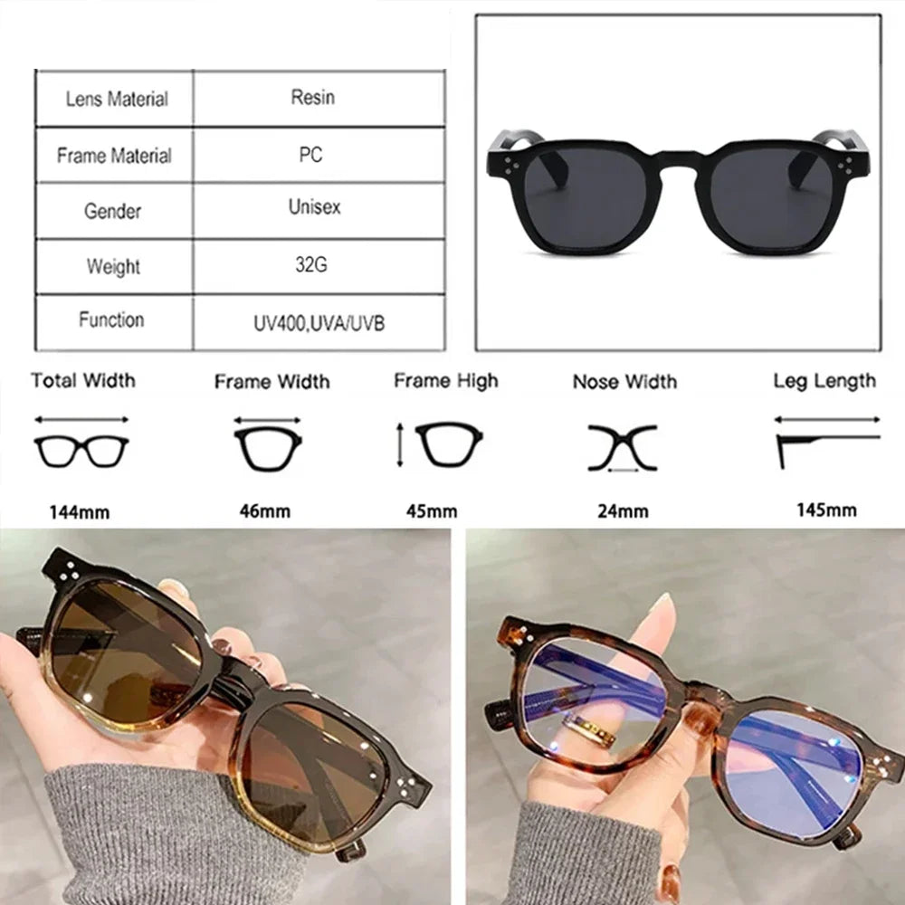 JNPCXI Vintage Rivet Oval Sunglasses – Fashion Leopard Frame Luxury Eyewear for Men & Women, Anti Blue Light Glasses