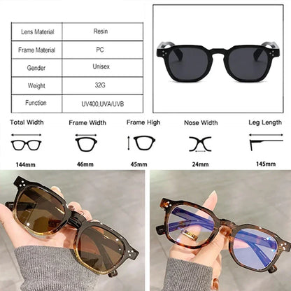 JNPCXI Vintage Rivet Oval Sunglasses – Fashion Leopard Frame Luxury Eyewear for Men & Women, Anti Blue Light Glasses