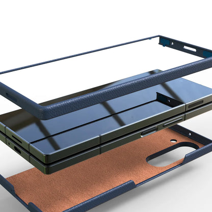 Luxury Leather Shockproof Phone Case for Samsung Galaxy Z Fold 6 – Skin-Friendly Solid Color Full Cover